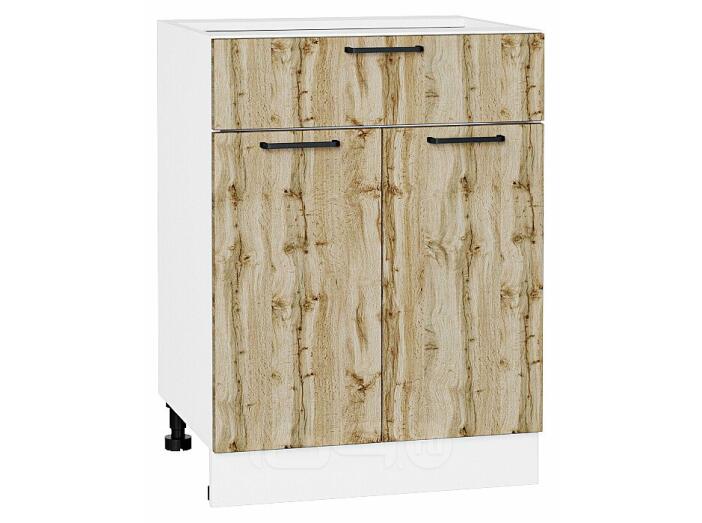Шкаф нижний с 2-мя дверцами и ящиком Флэт Wotan Oak 2S/Белый 816*600*478