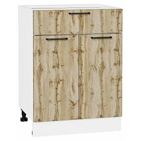 Шкаф нижний с 2-мя дверцами и ящиком Флэт Wotan Oak 2S/Белый 816*600*478