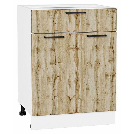 Шкаф нижний с 2-мя дверцами и ящиком Флэт Wotan Oak 2S/Белый 816*600*478
