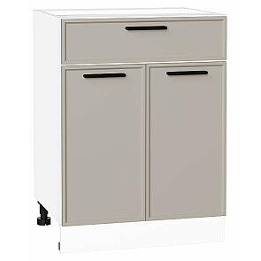 Шкаф нижний с 2-мя дверцами и ящиком Фрейм Clay Silk/Белый 816*600*484