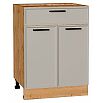 Шкаф нижний с 2-мя дверцами и ящиком Фрейм Clay Silk/Дуб Вотан 816*600*484