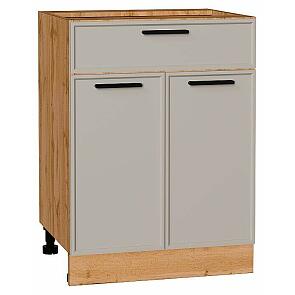 Шкаф нижний с 2-мя дверцами и ящиком Фрейм Clay Silk/Дуб Вотан 816*600*484