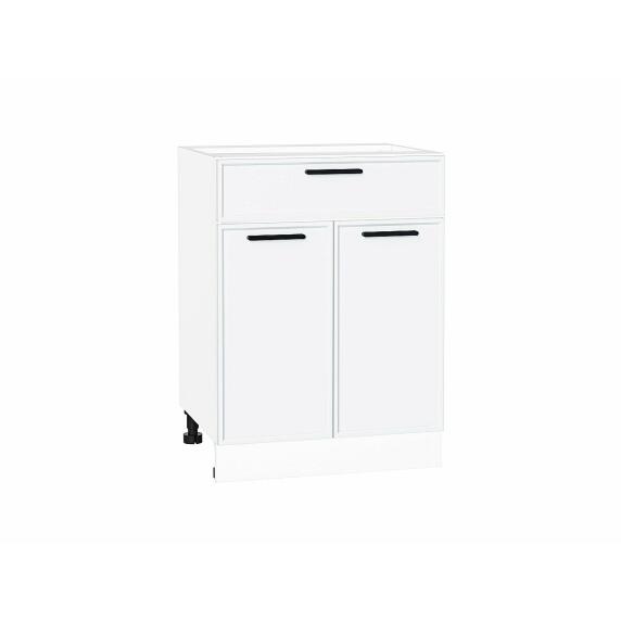 Шкаф нижний с 2-мя дверцами и ящиком Фрейм White Silk/Белый 816*600*484