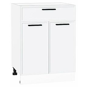 Шкаф нижний с 2-мя дверцами и ящиком Фрейм White Silk/Белый 816*600*484