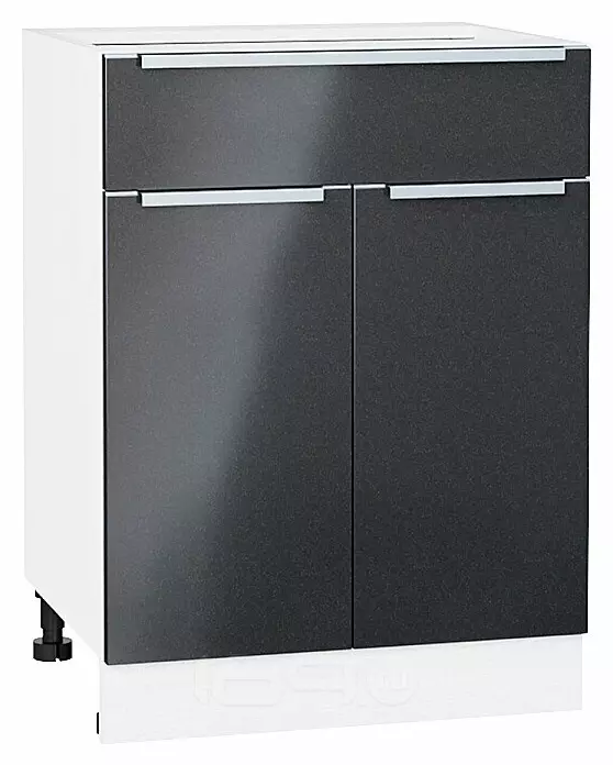 Шкаф нижний с 2-мя дверцами и ящиком Фьюжн Anthracite Белый 816*600*480