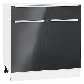 Шкаф нижний с 2-мя дверцами и ящиком Фьюжн Anthracite Белый 816*800*480