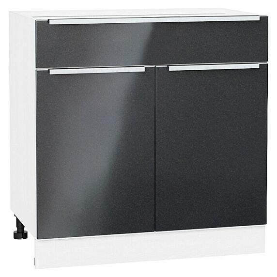 Шкаф нижний с 2-мя дверцами и ящиком Фьюжн Anthracite Белый 816*800*480