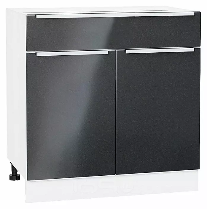 Шкаф нижний с 2-мя дверцами и ящиком Фьюжн Anthracite Белый 816*800*480