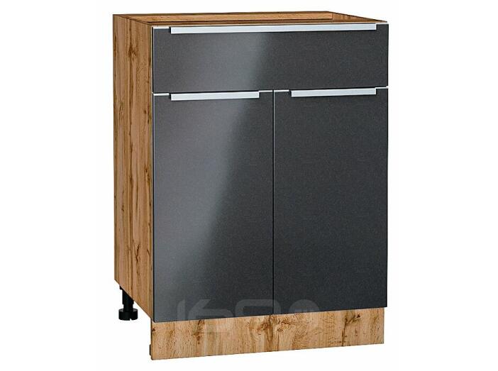Шкаф нижний с 2-мя дверцами и ящиком Фьюжн Anthracite Дуб Вотан 816*600*480