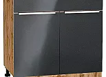Шкаф нижний с 2-мя дверцами и ящиком Фьюжн Anthracite Дуб Вотан 816*800*480