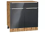 Шкаф нижний с 2-мя дверцами и ящиком Фьюжн Anthracite Дуб Вотан 816*800*480