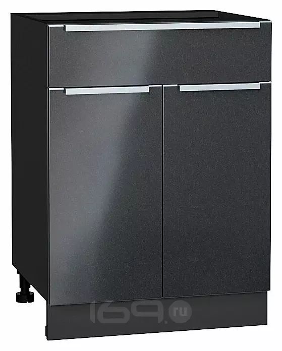 Шкаф нижний с 2-мя дверцами и ящиком Фьюжн Anthracite Graphite 816*600*480