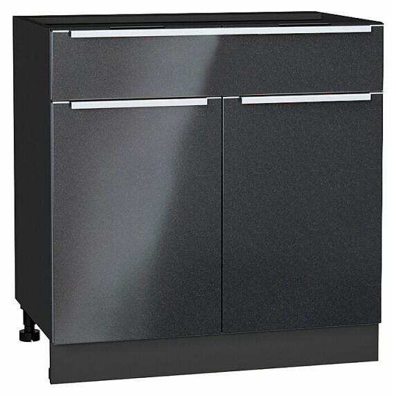 Шкаф нижний с 2-мя дверцами и ящиком Фьюжн Anthracite Graphite 816*800*480