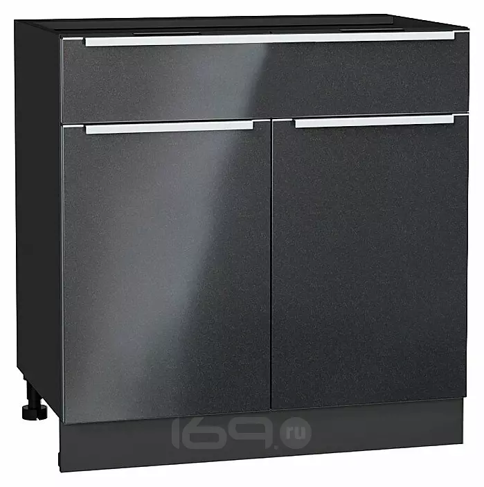 Шкаф нижний с 2-мя дверцами и ящиком Фьюжн Anthracite Graphite 816*800*480