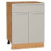 Шкаф нижний с 2-мя дверцами и ящиком Фьюжн Clay Silk/Дуб Вотан 816*600*480