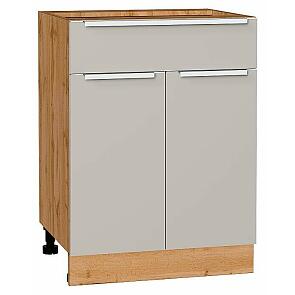 Шкаф нижний с 2-мя дверцами и ящиком Фьюжн Clay Silk/Дуб Вотан 816*600*480
