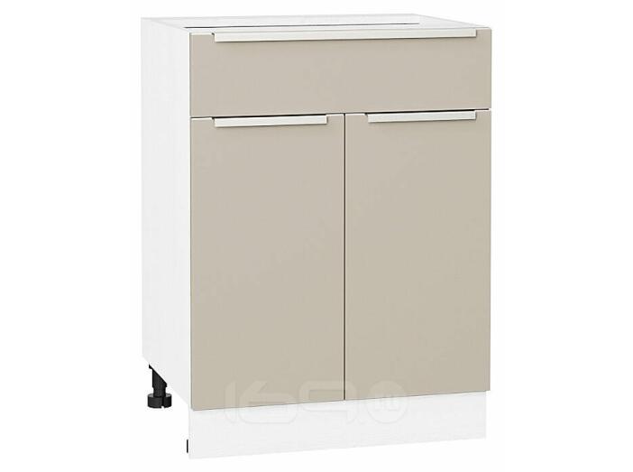 Шкаф нижний с 2-мя дверцами и ящиком Фьюжн Cream Silk/Белый 816*600*480