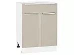 Шкаф нижний с 2-мя дверцами и ящиком Фьюжн Cream Silk/Белый 816*600*480