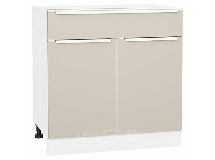 Шкаф нижний с 2-мя дверцами и ящиком Фьюжн Cream Silk/Белый 816*800*480