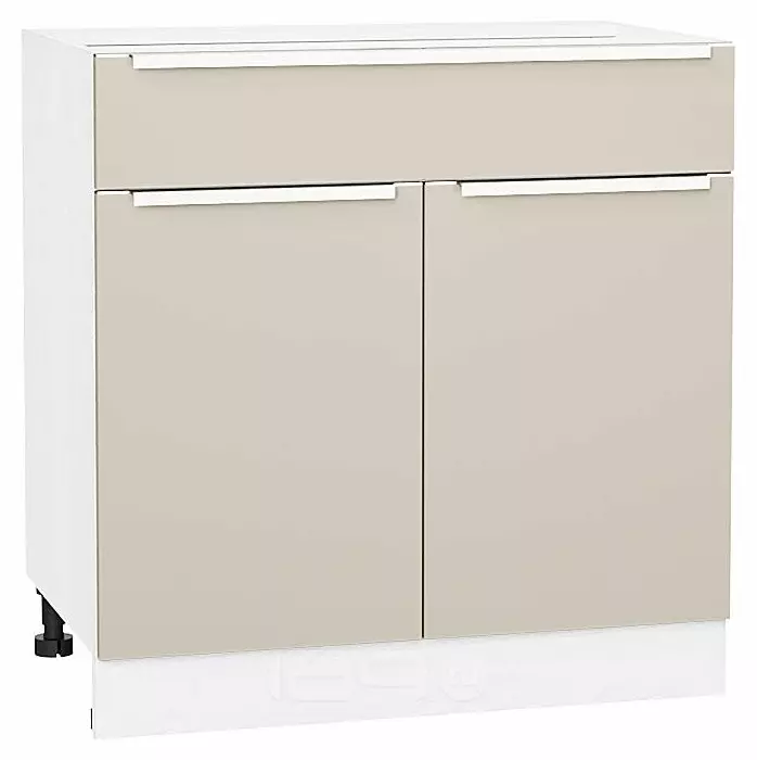 Шкаф нижний с 2-мя дверцами и ящиком Фьюжн Cream Silk/Белый 816*800*480