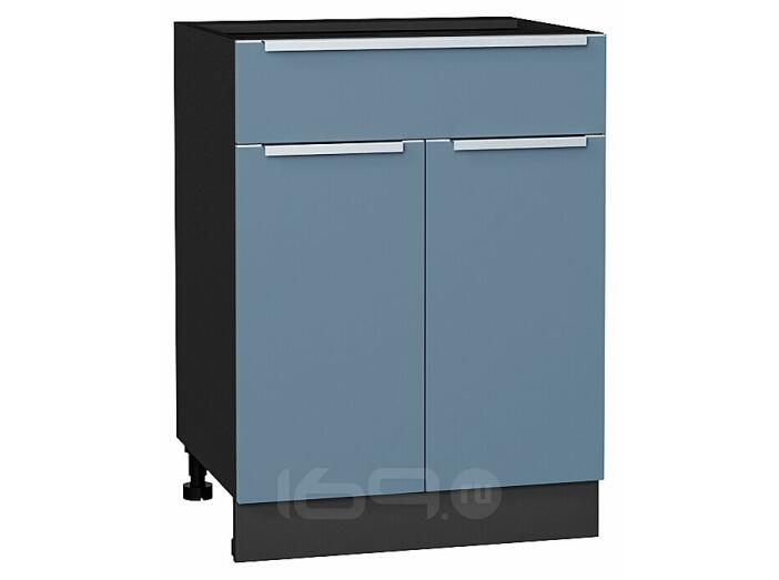 Шкаф нижний с 2-мя дверцами и ящиком Фьюжн Silky Blue Graphite 816*600*480
