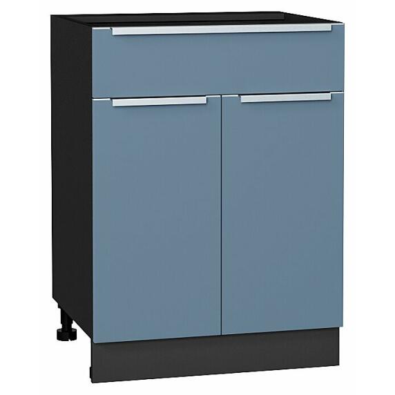 Шкаф нижний с 2-мя дверцами и ящиком Фьюжн Silky Blue Graphite 816*600*480