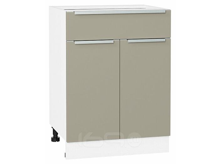 Шкаф нижний с 2-мя дверцами и ящиком Фьюжн Silky Grey Белый 816*600*480