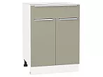 Шкаф нижний с 2-мя дверцами и ящиком Фьюжн Silky Grey Белый 816*600*480
