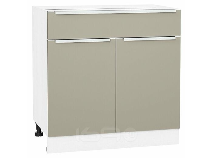 Шкаф нижний с 2-мя дверцами и ящиком Фьюжн Silky Grey Белый 816*800*480