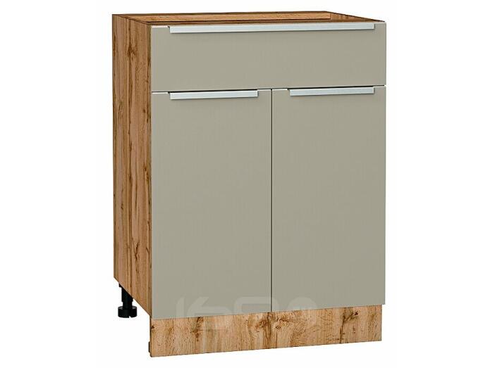 Шкаф нижний с 2-мя дверцами и ящиком Фьюжн Silky Grey Дуб Вотан 816*600*480