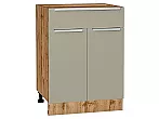 Шкаф нижний с 2-мя дверцами и ящиком Фьюжн Silky Grey Дуб Вотан 816*600*480