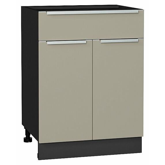Шкаф нижний с 2-мя дверцами и ящиком Фьюжн Silky Grey Graphite 816*600*480