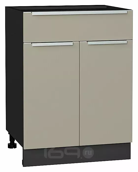 Шкаф нижний с 2-мя дверцами и ящиком Фьюжн Silky Grey Graphite 816*600*480