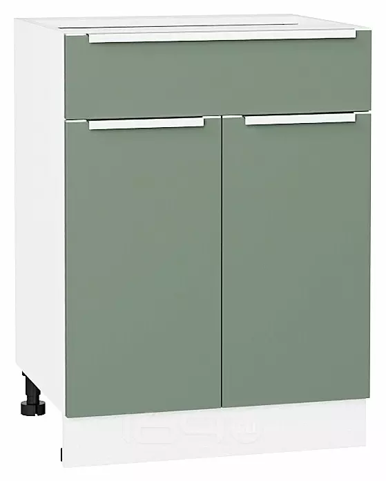 Шкаф нижний с 2-мя дверцами и ящиком Фьюжн Silky Mint Белый 816*600*480