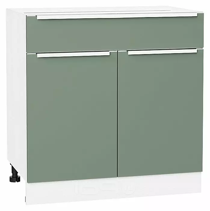 Шкаф нижний с 2-мя дверцами и ящиком Фьюжн Silky Mint Белый 816*800*480