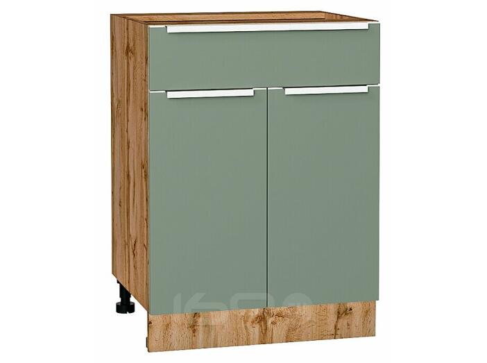 Шкаф нижний с 2-мя дверцами и ящиком Фьюжн Silky Mint Дуб Вотан 816*600*480