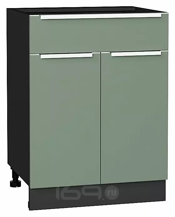 Шкаф нижний с 2-мя дверцами и ящиком Фьюжн Silky Mint Graphite 816*600*480
