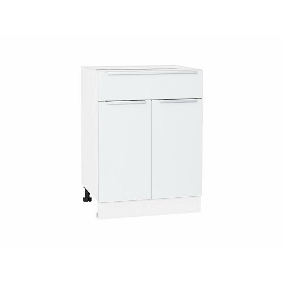 Шкаф нижний с 2-мя дверцами и ящиком Фьюжн Silky White Белый 816*600*480