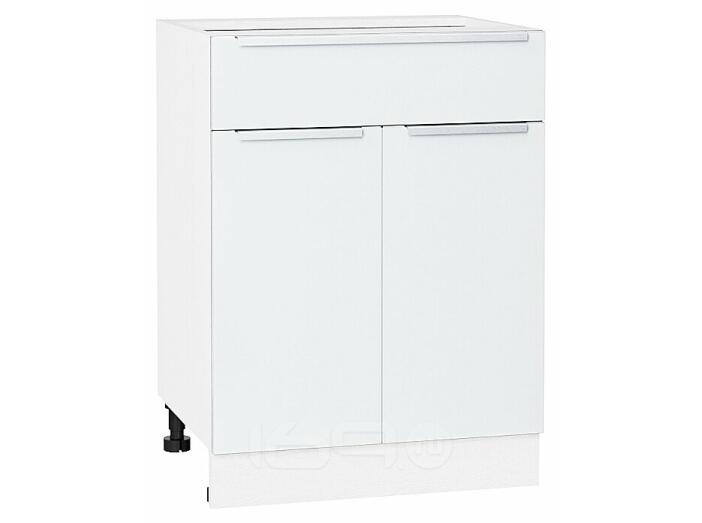 Шкаф нижний с 2-мя дверцами и ящиком Фьюжн Silky White Белый 816*600*480
