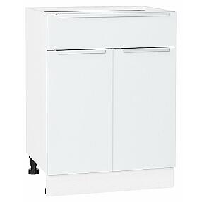 Шкаф нижний с 2-мя дверцами и ящиком Фьюжн Silky White Белый 816*600*480