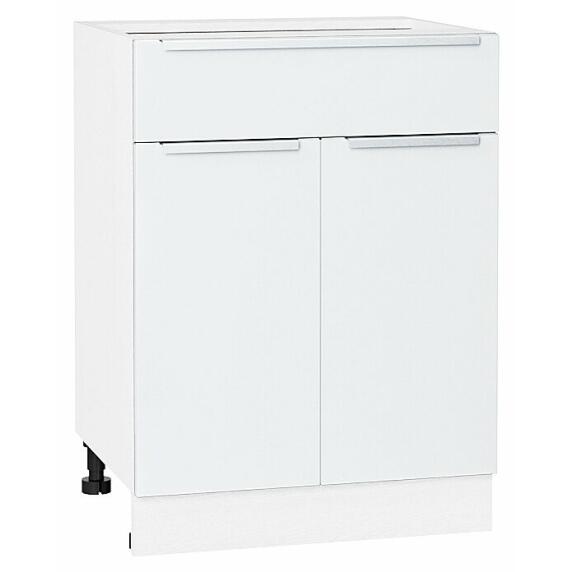 Шкаф нижний с 2-мя дверцами и ящиком Фьюжн Silky White Белый 816*600*480