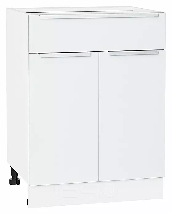 Шкаф нижний с 2-мя дверцами и ящиком Фьюжн Silky White Белый 816*600*480
