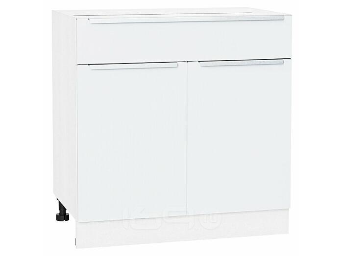 Шкаф нижний с 2-мя дверцами и ящиком Фьюжн Silky White Белый 816*800*480