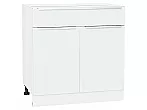 Шкаф нижний с 2-мя дверцами и ящиком Фьюжн Silky White Белый 816*800*480