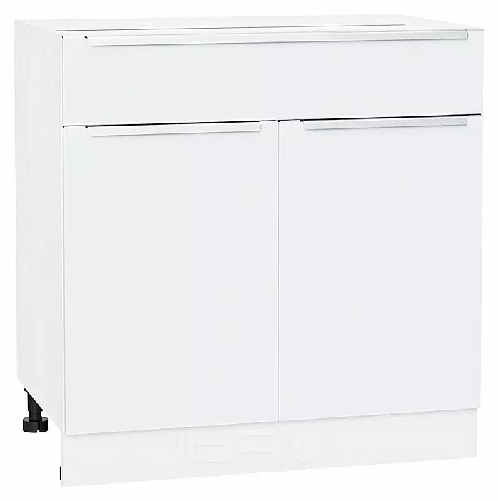 Шкаф нижний с 2-мя дверцами и ящиком Фьюжн Silky White Белый 816*800*480