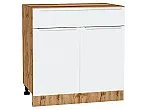 Шкаф нижний с 2-мя дверцами и ящиком Фьюжн Silky White Дуб Вотан 816*800*480