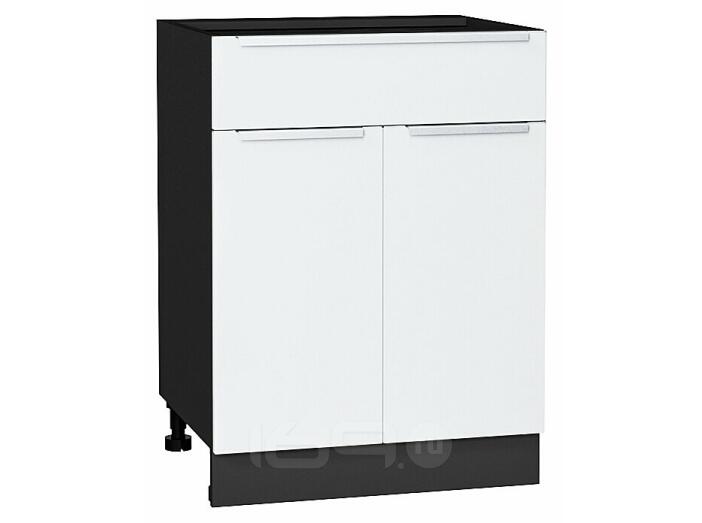 Шкаф нижний с 2-мя дверцами и ящиком Фьюжн Silky White Graphite 816*600*480