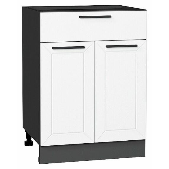 Шкаф нижний с 2-мя дверцами и ящиком Глетчер Айленд Силк Graphite 816*600*478