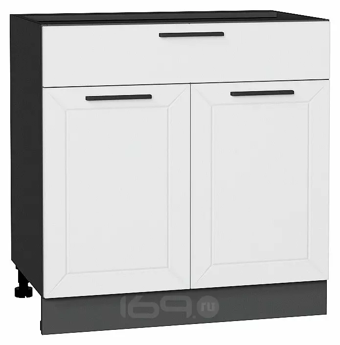 Шкаф нижний с 2-мя дверцами и ящиком Глетчер Гейнсборо Силк Graphite 816*800*478