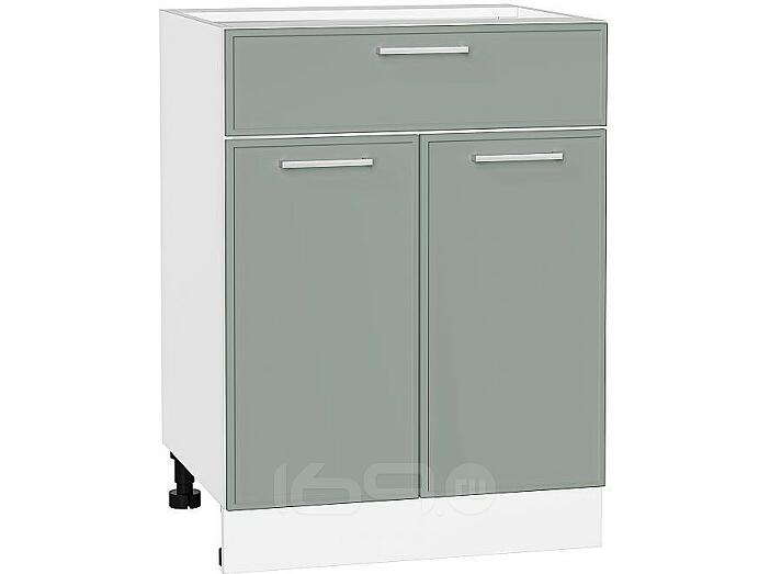 Шкаф нижний с 2-мя дверцами и ящиком Квадро Аквамарин/Белый 816*600*481